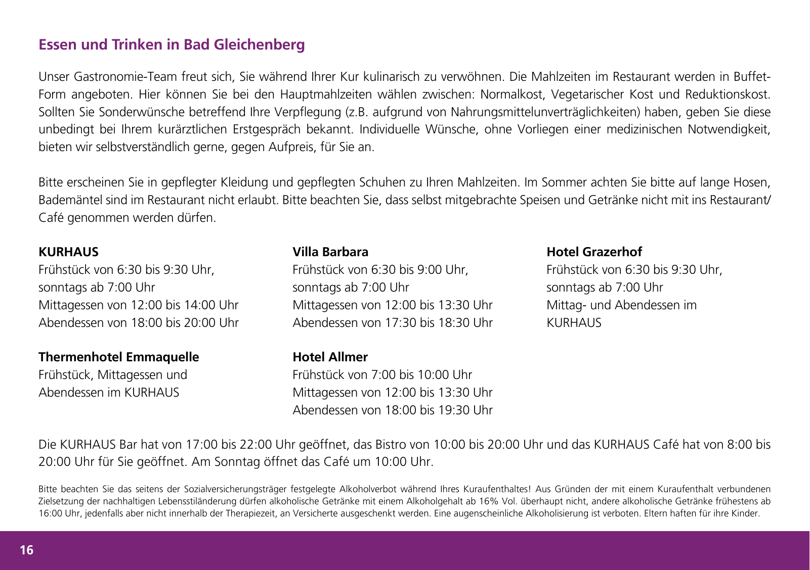 Vorschau Infobroschüre für den Kurgast Seite 16