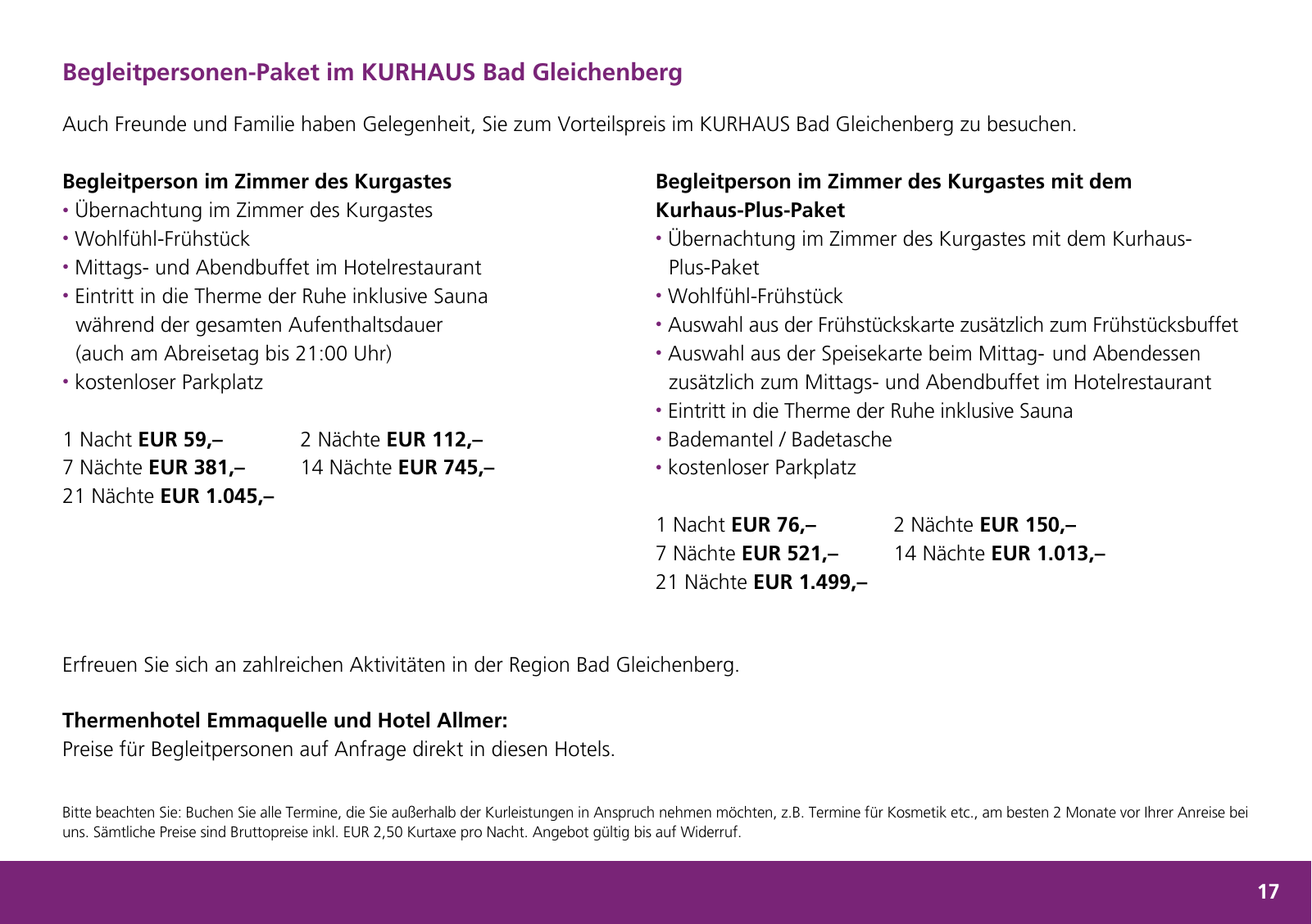 Vorschau Infobroschüre für den Kurgast Seite 17