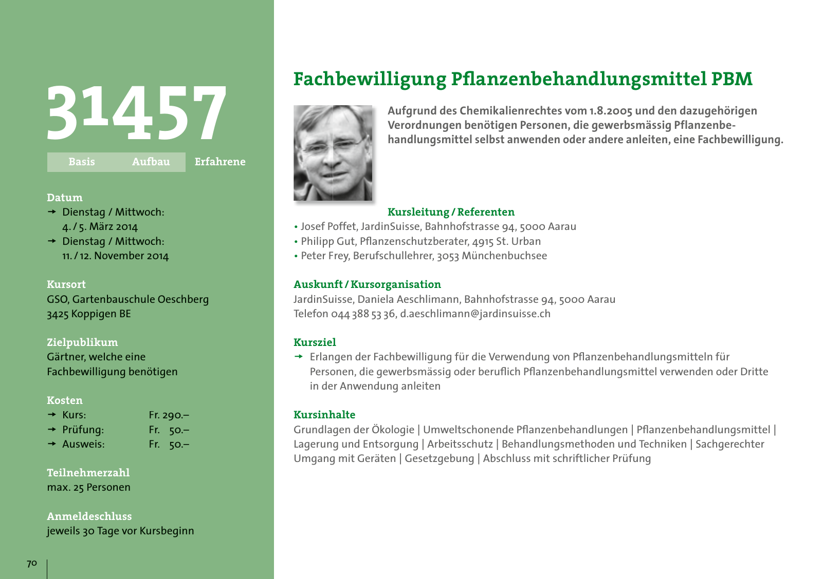 Vorschau JardinSuisse Kursbuch 2014 Seite 70