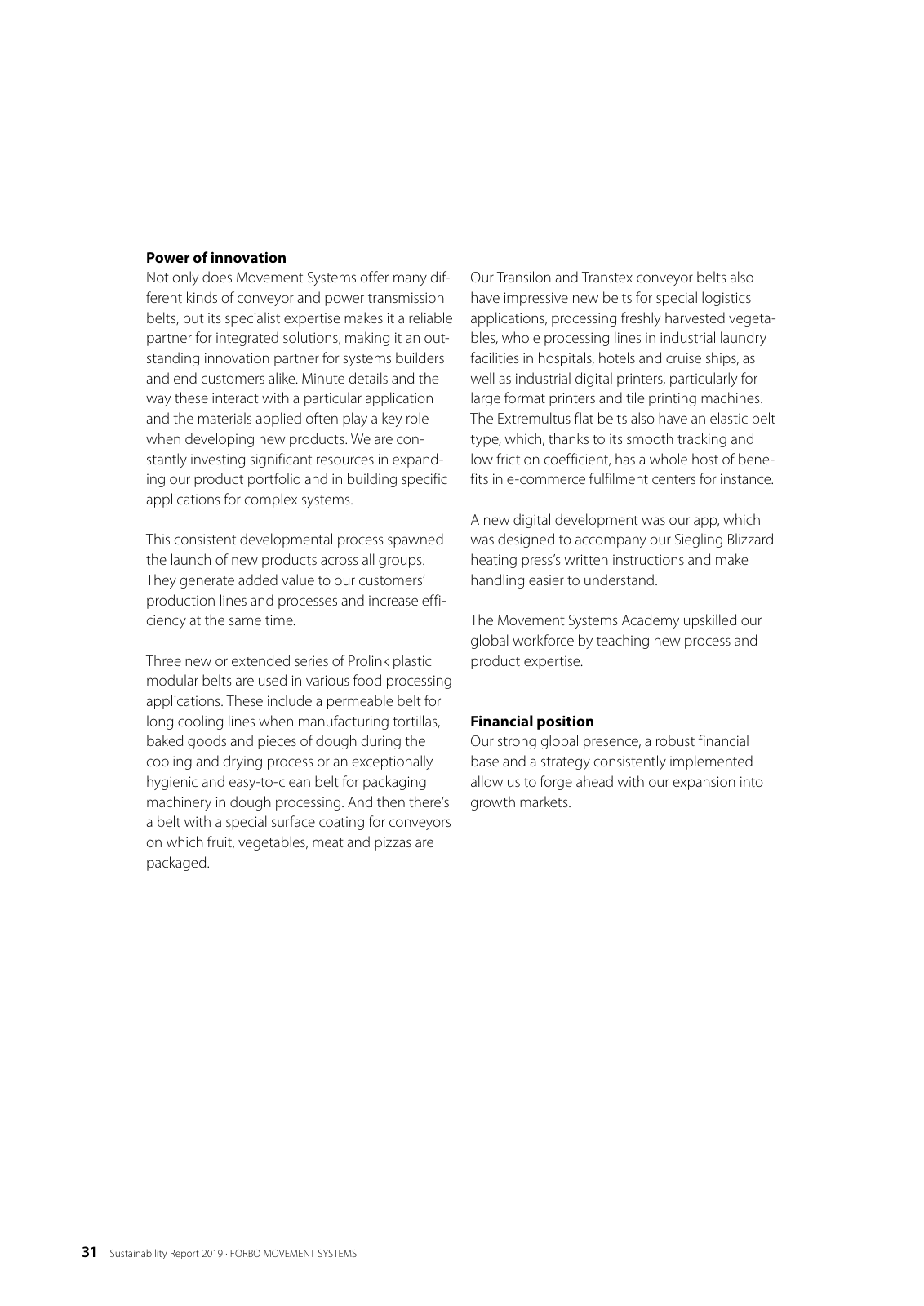 Vorschau Forbo Sustainability Report 2019 E Seite 31