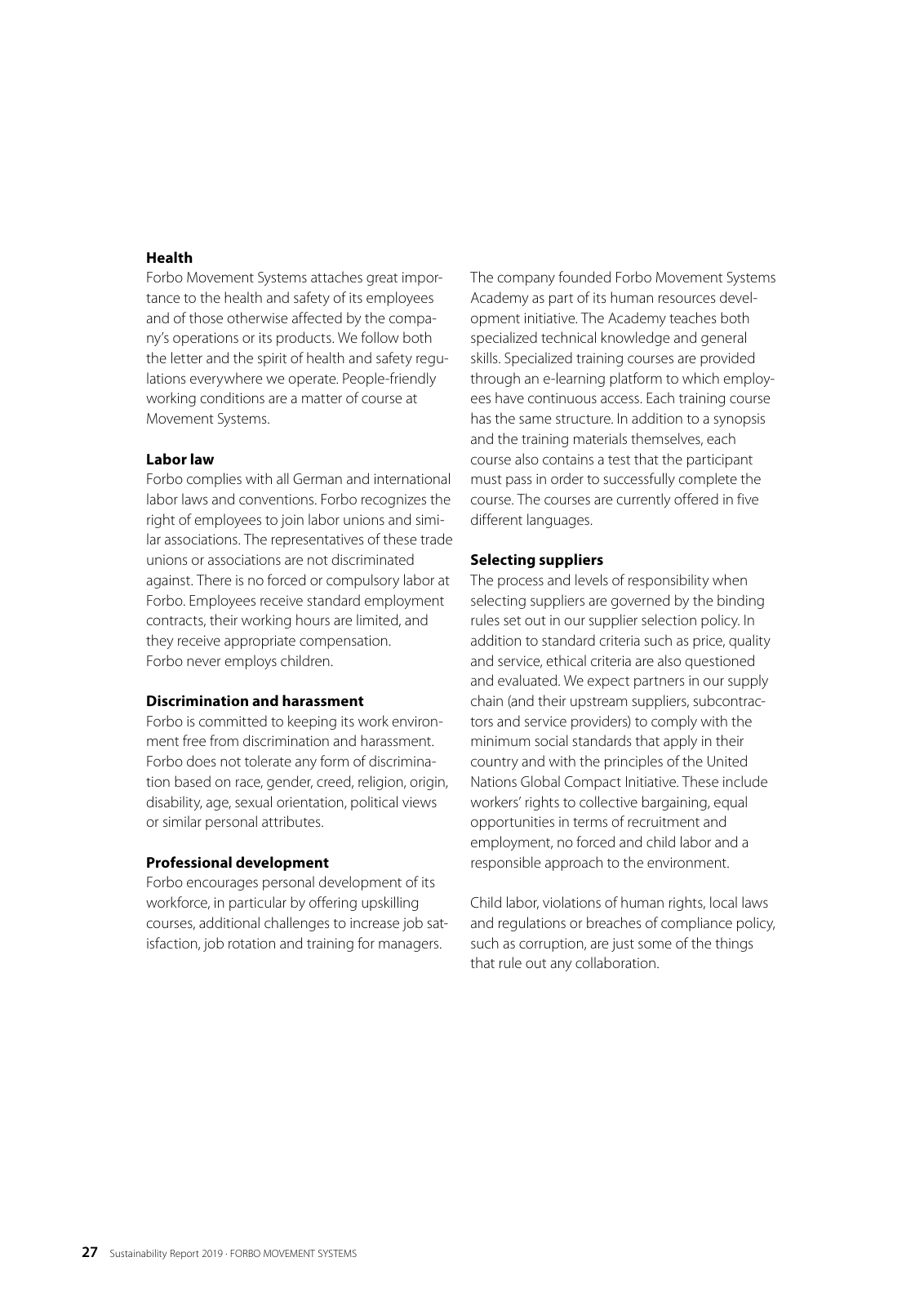 Vorschau Forbo Sustainability Report 2019 E Seite 27