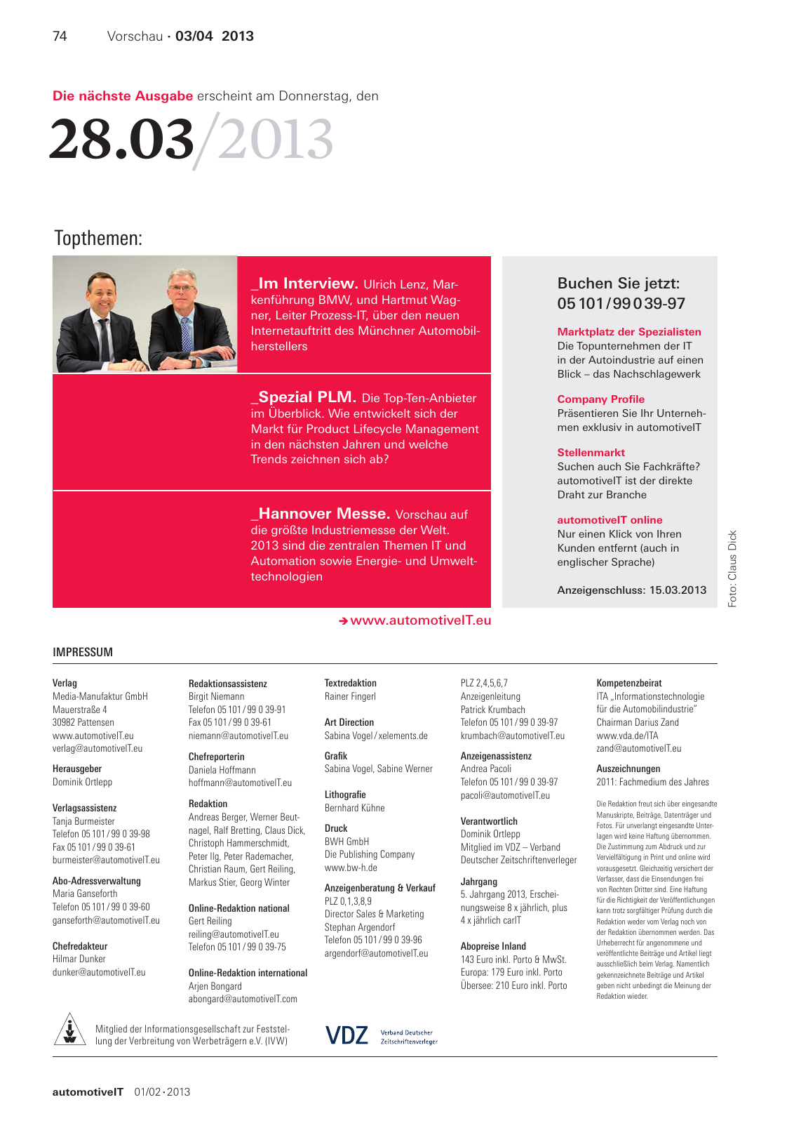 Vorschau automotiveit Ausgabe 1-2/2013 Seite 74