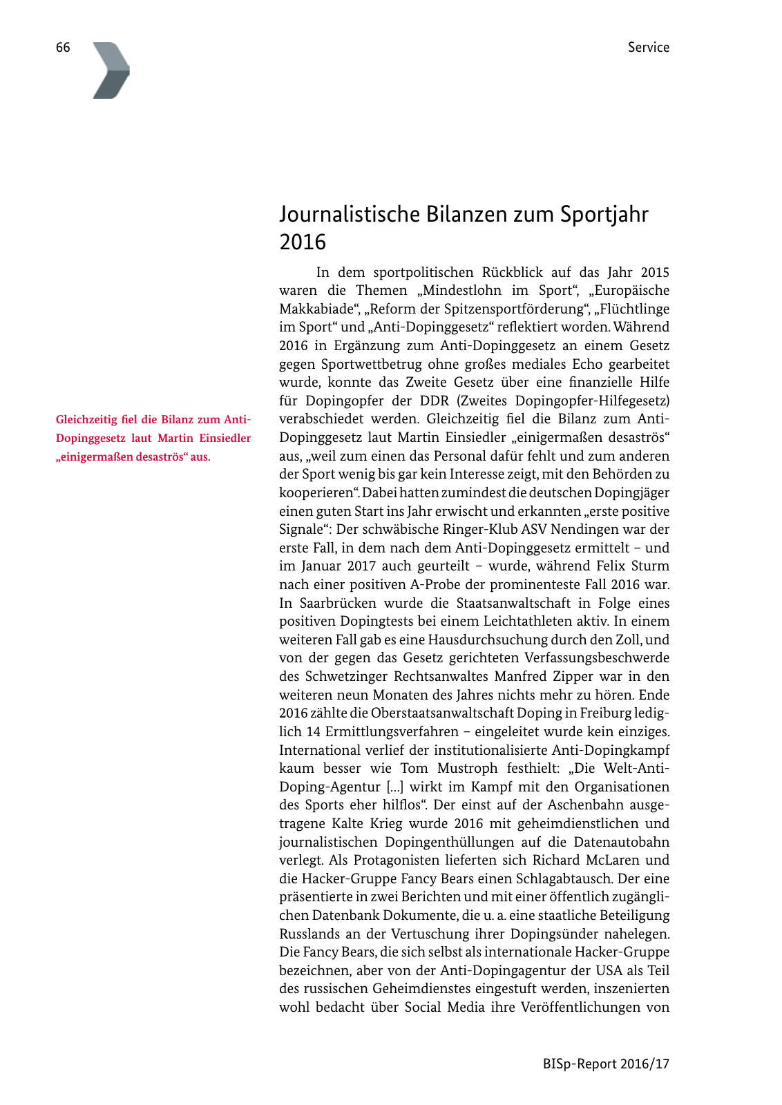 Vorschau BISp-Report 2016/17 Seite 68
