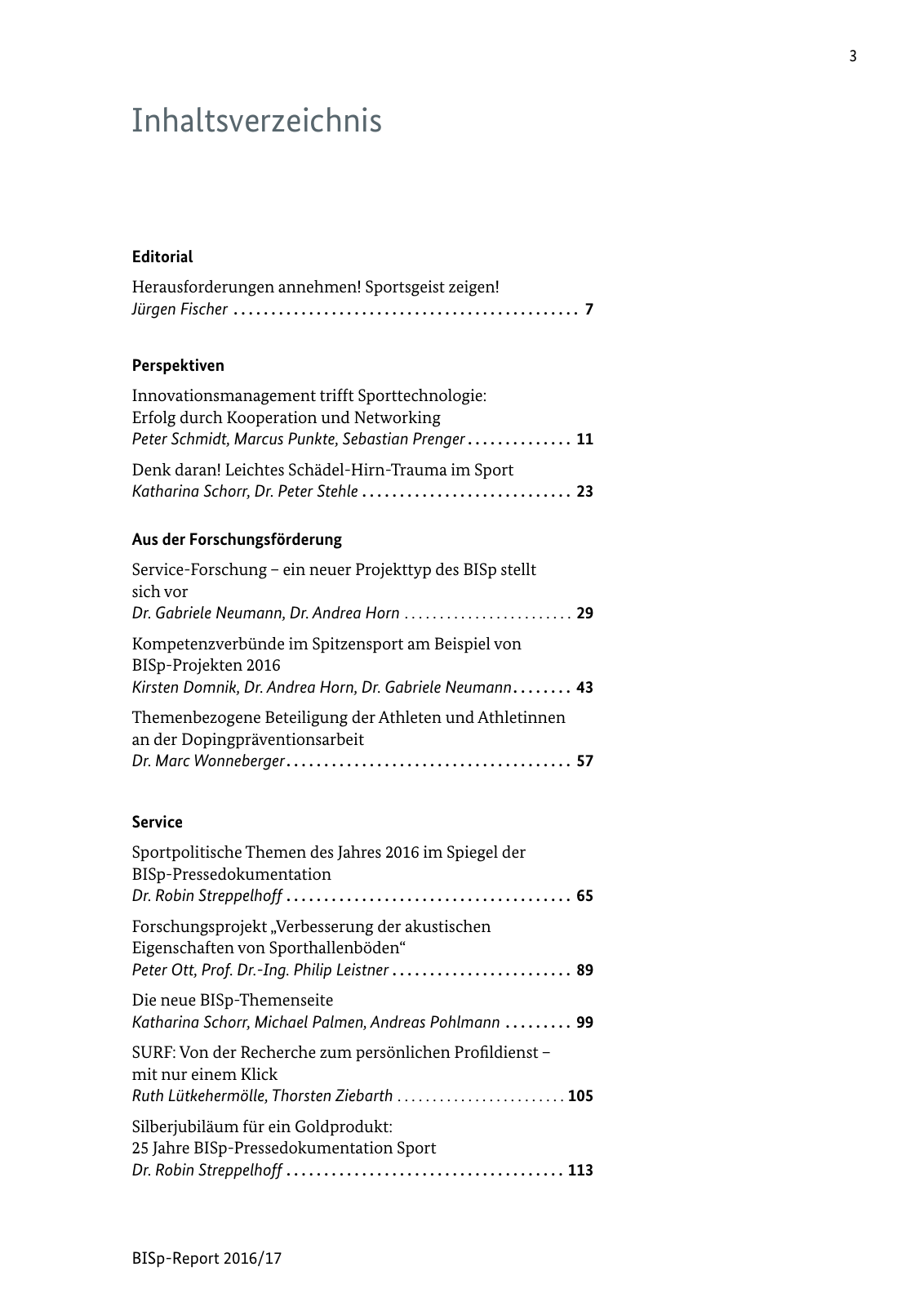 Vorschau BISp-Report 2016/17 Seite 5