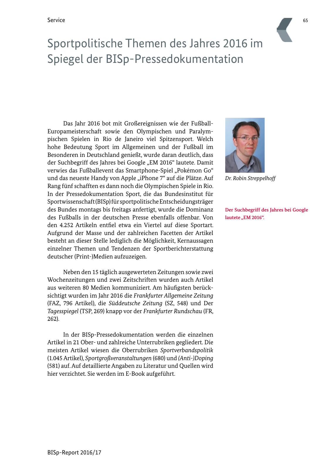 Vorschau BISp-Report 2016/17 Seite 67
