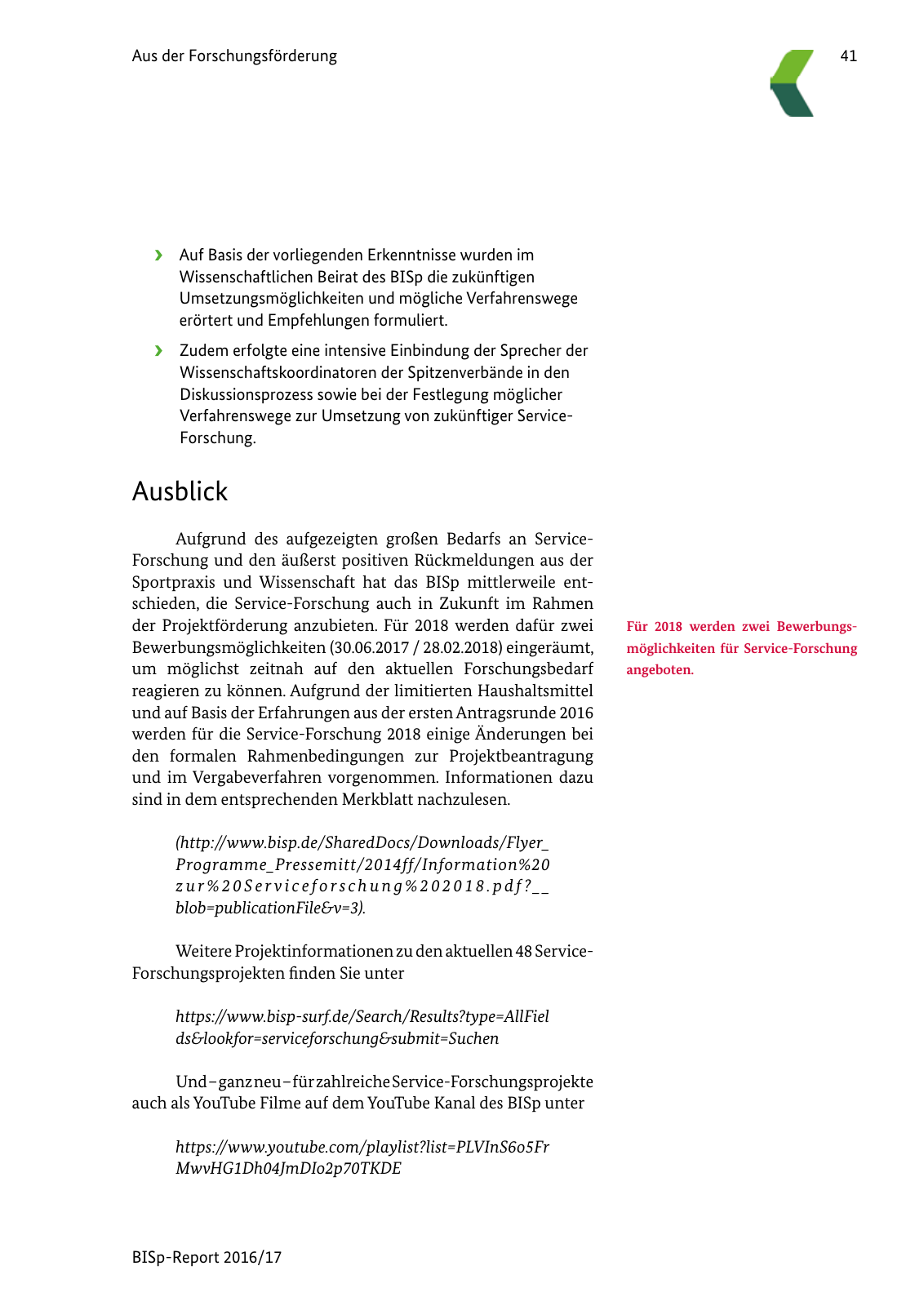 Vorschau BISp-Report 2016/17 Seite 43