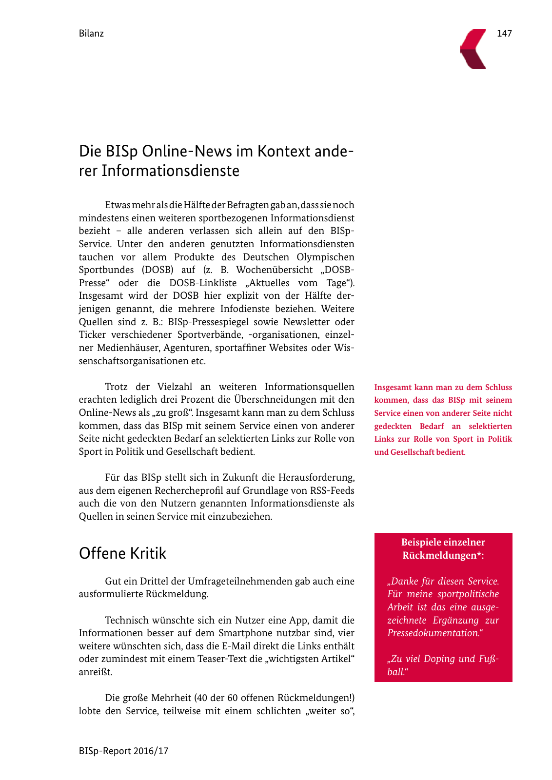Vorschau BISp-Report 2016/17 Seite 149