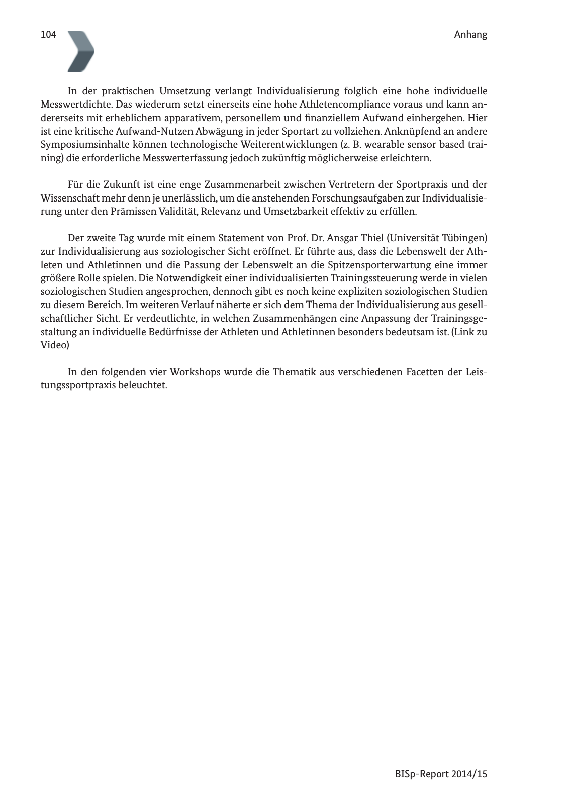Vorschau BISp-Report 2014/15 : Bilanz und Perspektiven Seite 106