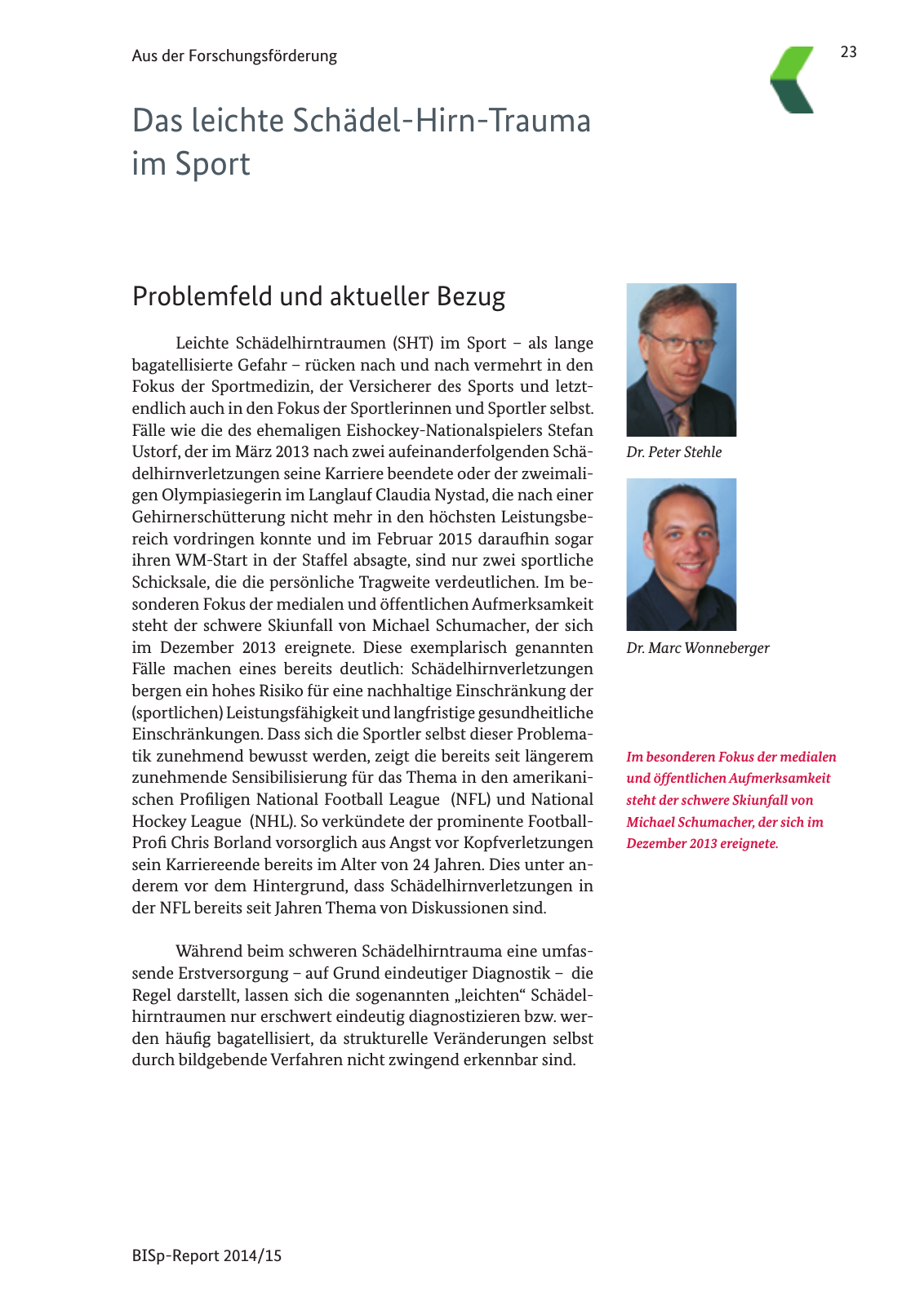 Vorschau BISp-Report 2014/15 : Bilanz und Perspektiven Seite 25