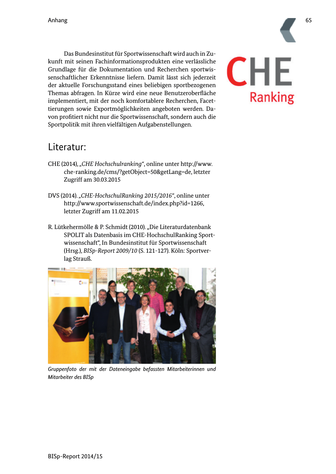 Vorschau BISp-Report 2014/15 : Bilanz und Perspektiven Seite 67