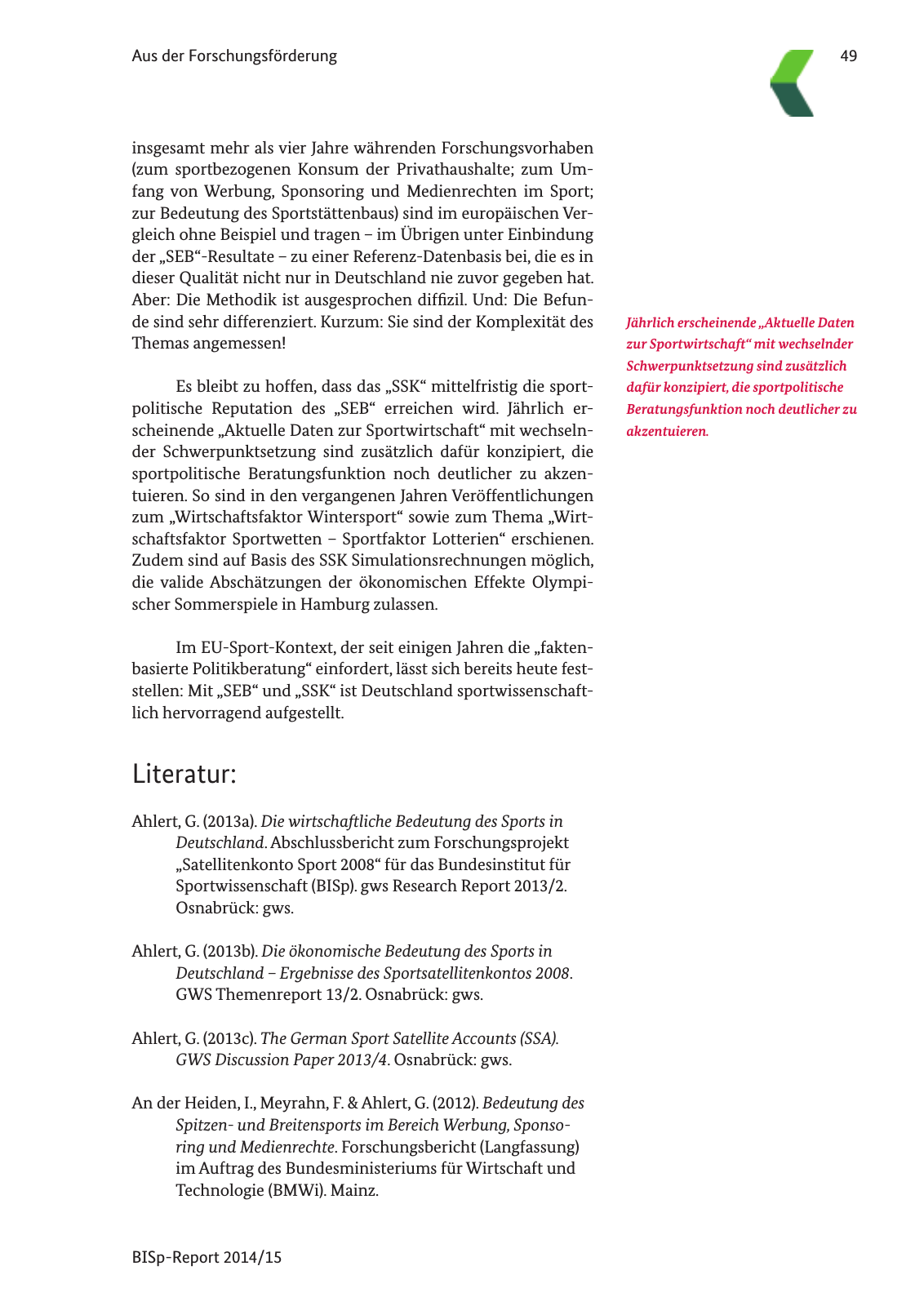 Vorschau BISp-Report 2014/15 : Bilanz und Perspektiven Seite 51