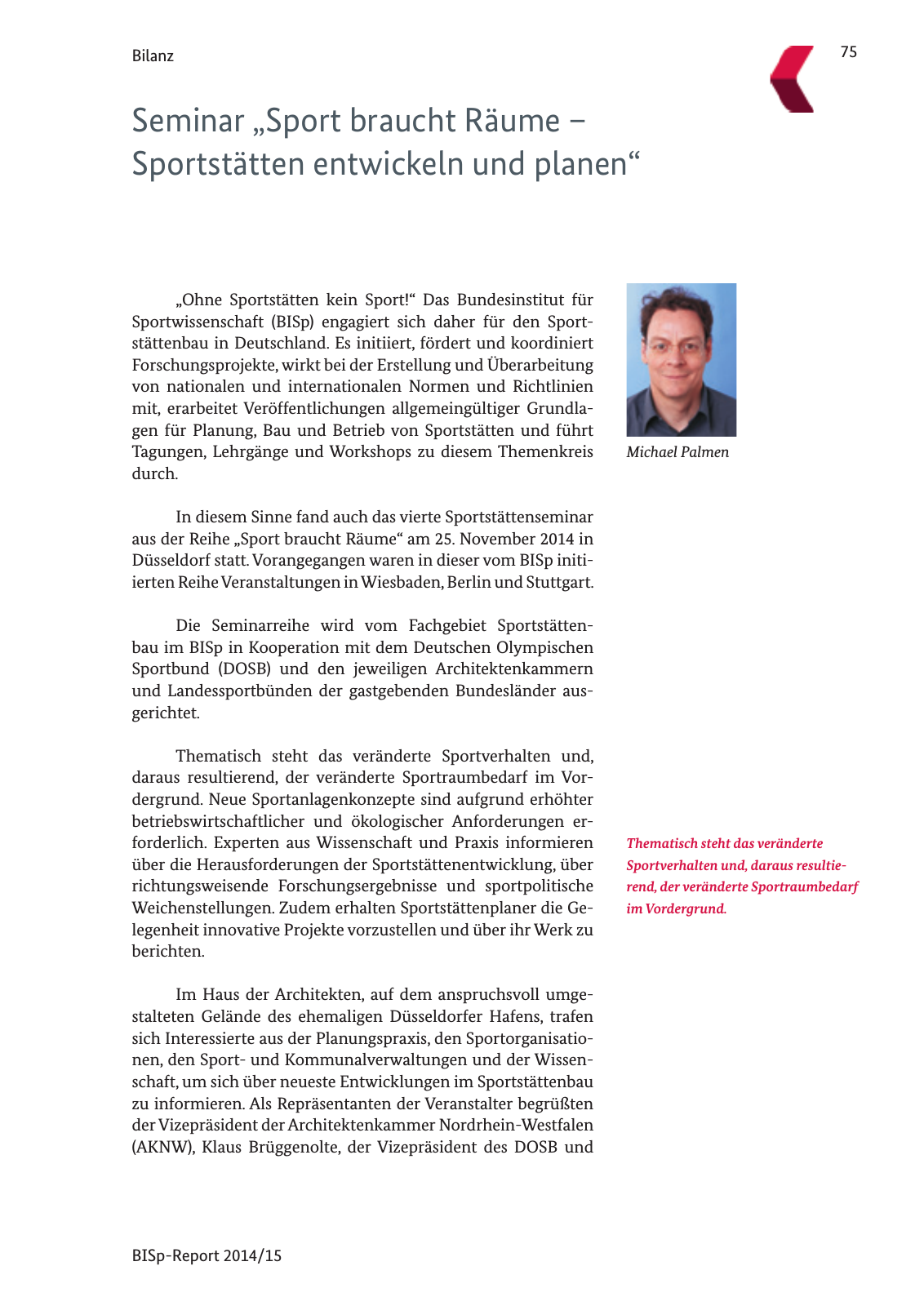Vorschau BISp-Report 2014/15 : Bilanz und Perspektiven Seite 77
