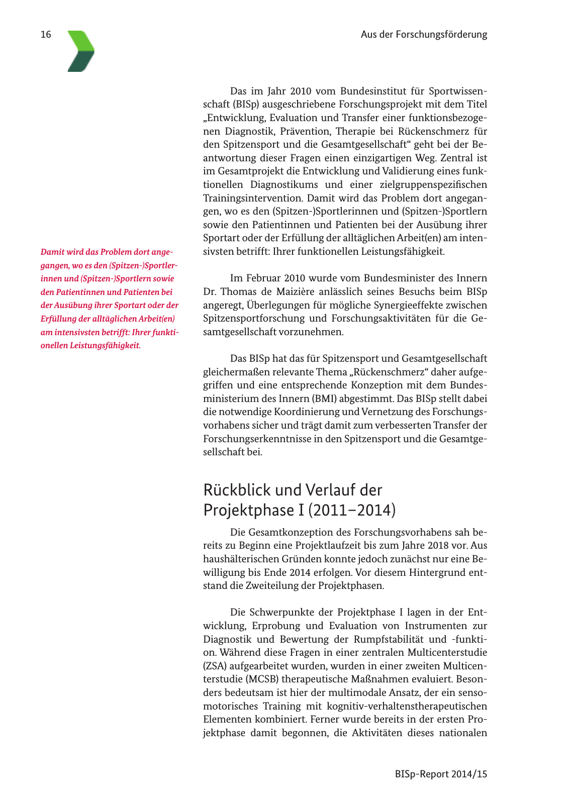 Vorschau BISp-Report 2014/15 : Bilanz und Perspektiven Seite 18