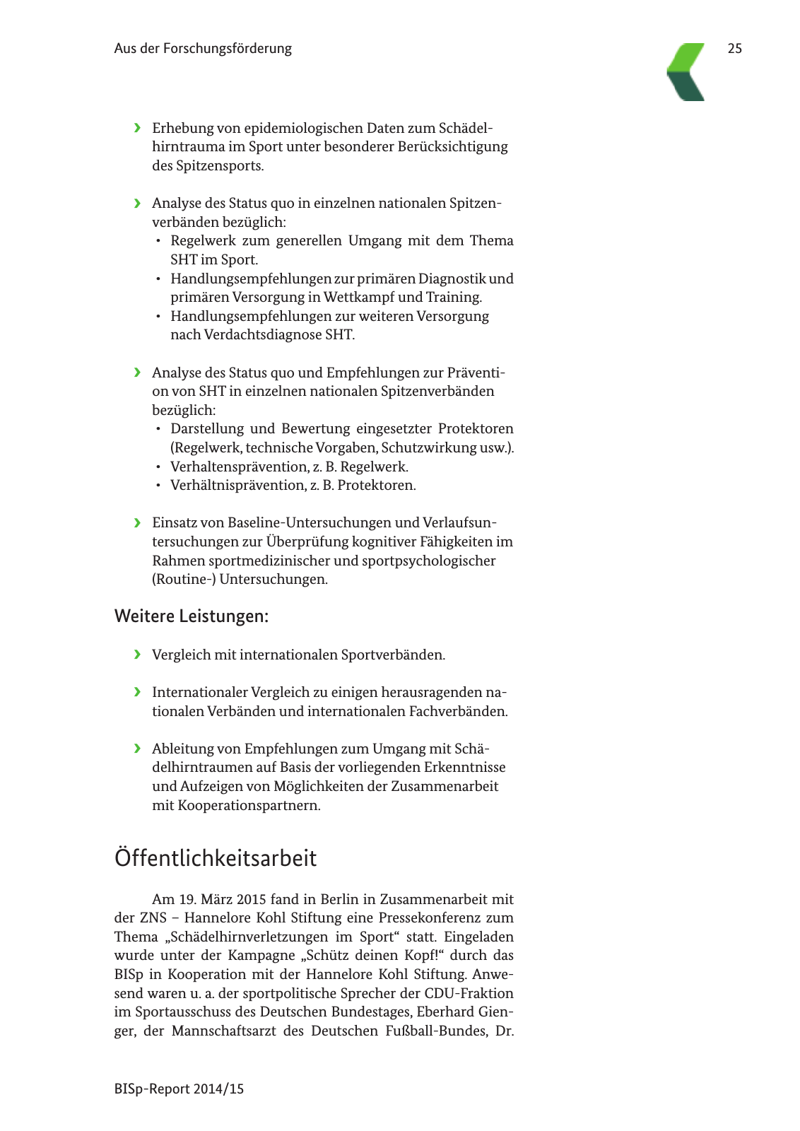 Vorschau BISp-Report 2014/15 : Bilanz und Perspektiven Seite 27