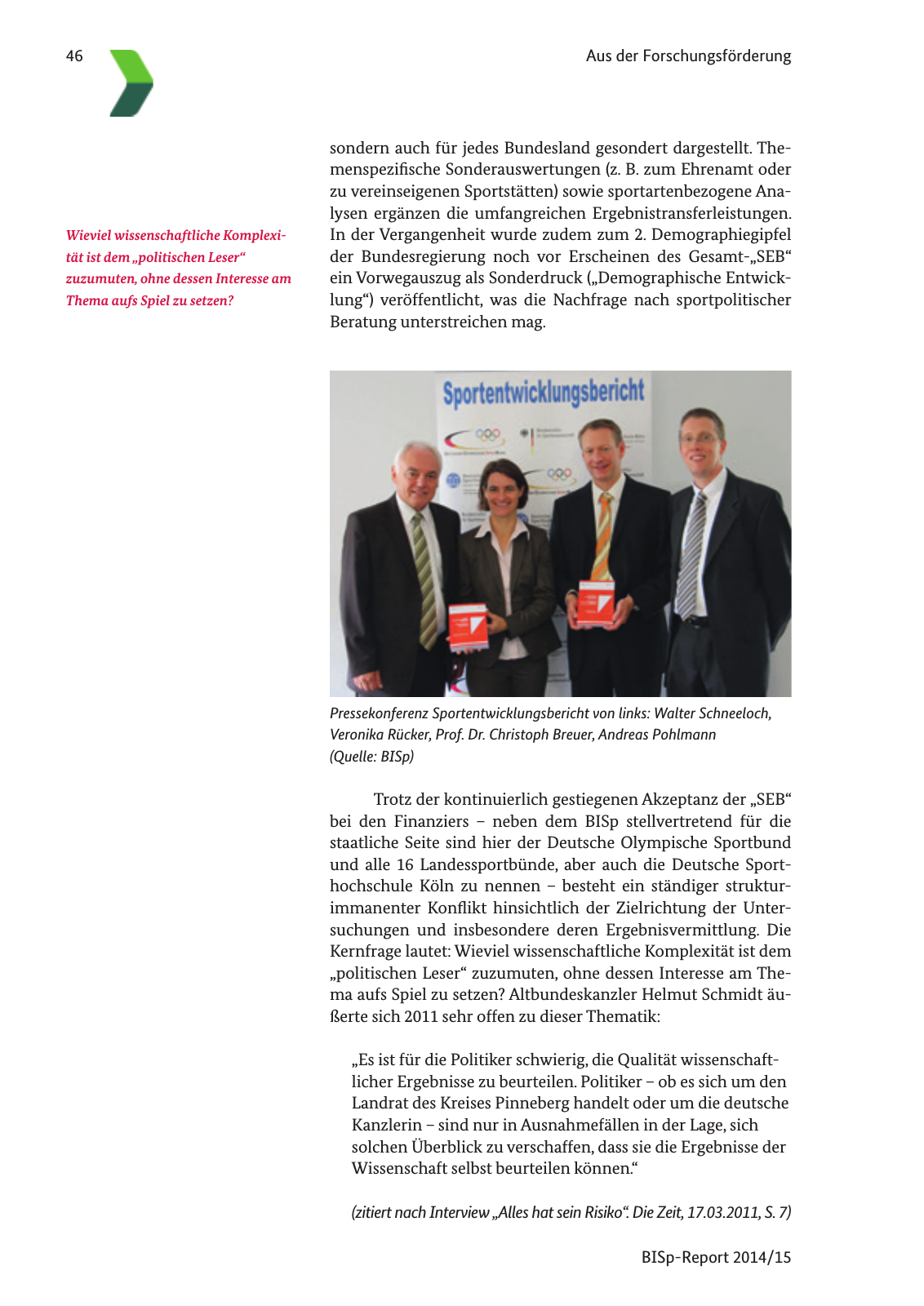 Vorschau BISp-Report 2014/15 : Bilanz und Perspektiven Seite 48