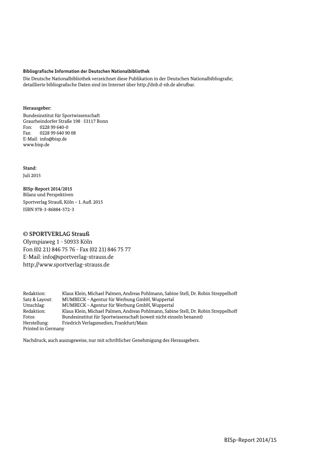 Vorschau BISp-Report 2014/15 : Bilanz und Perspektiven Seite 4