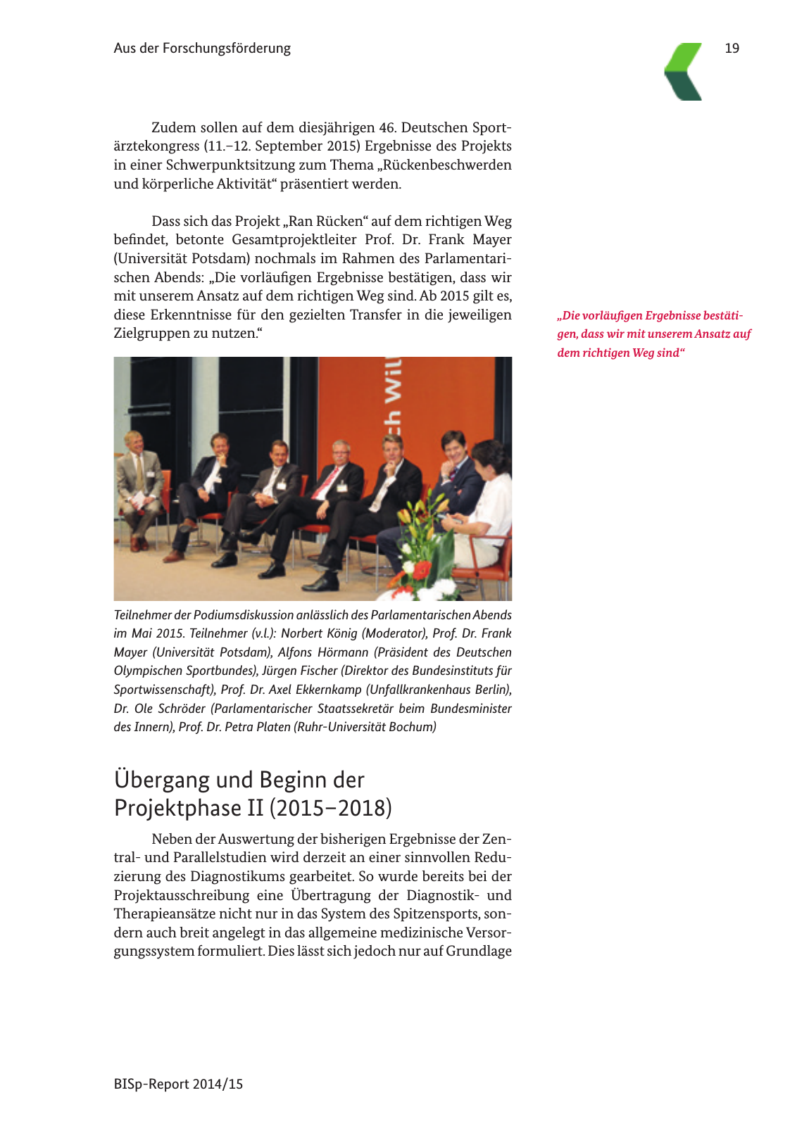 Vorschau BISp-Report 2014/15 : Bilanz und Perspektiven Seite 21