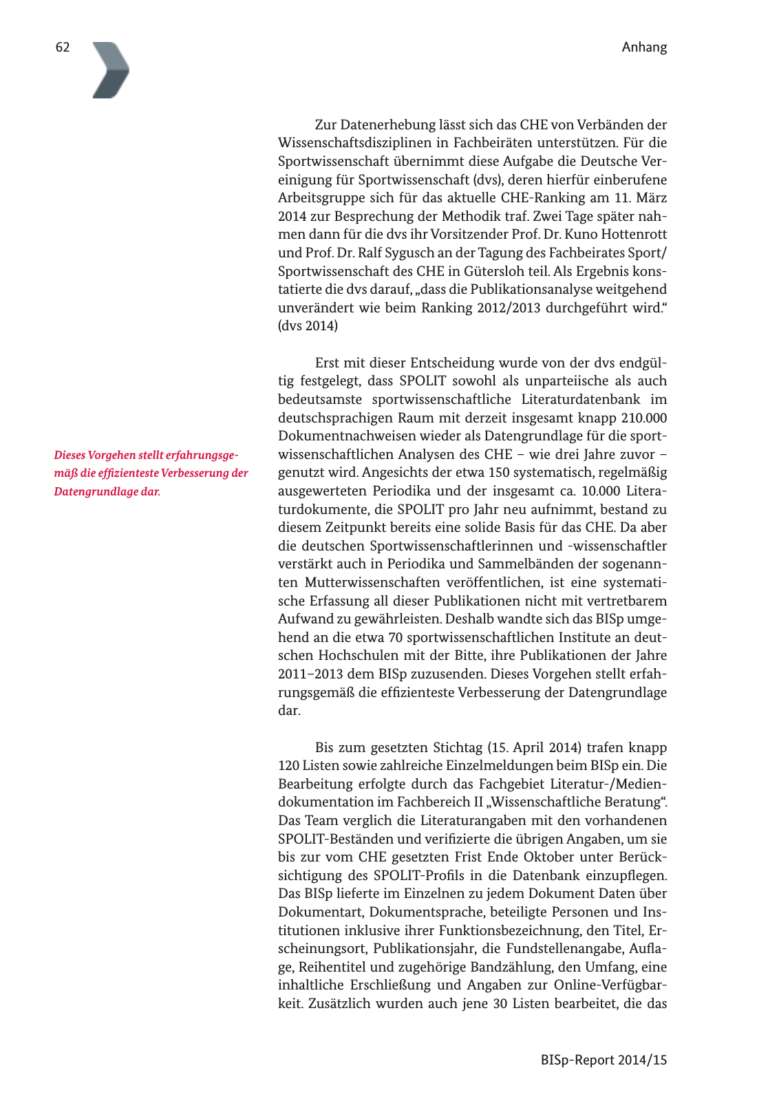 Vorschau BISp-Report 2014/15 : Bilanz und Perspektiven Seite 64