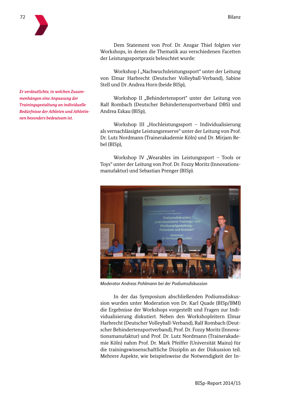 Vorschau BISp-Report 2014/15 : Bilanz und Perspektiven Seite 74