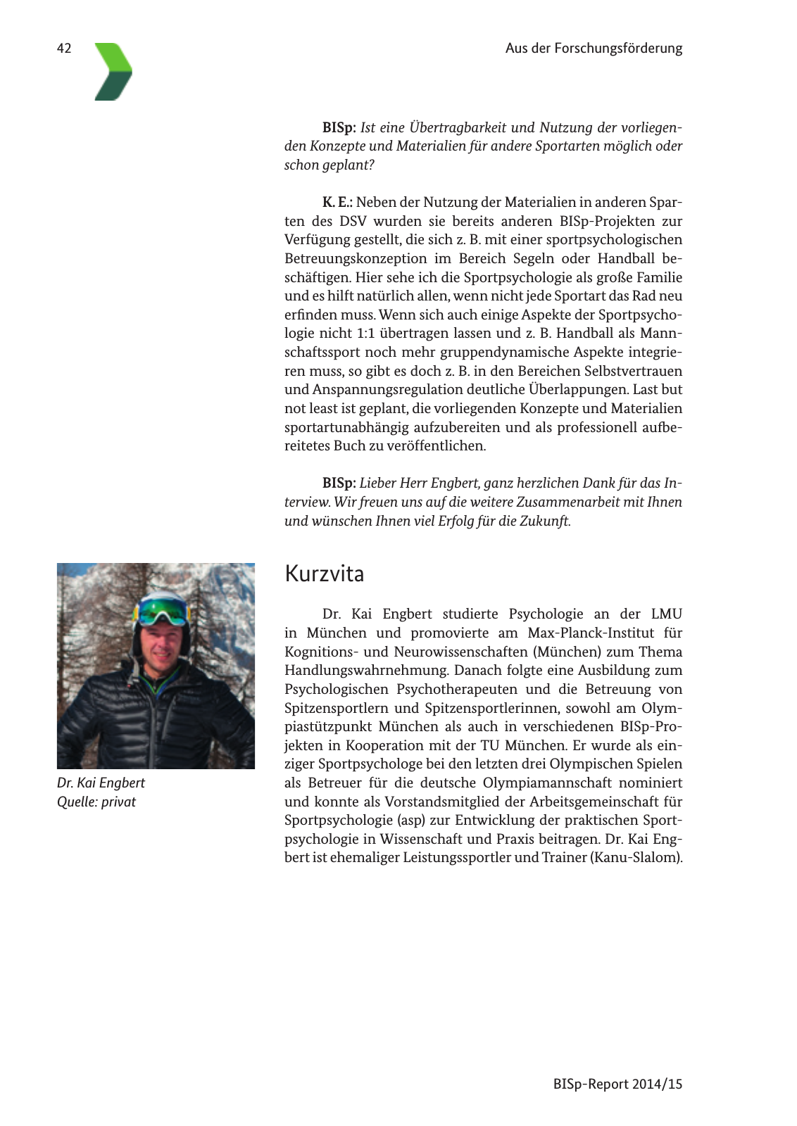 Vorschau BISp-Report 2014/15 : Bilanz und Perspektiven Seite 44