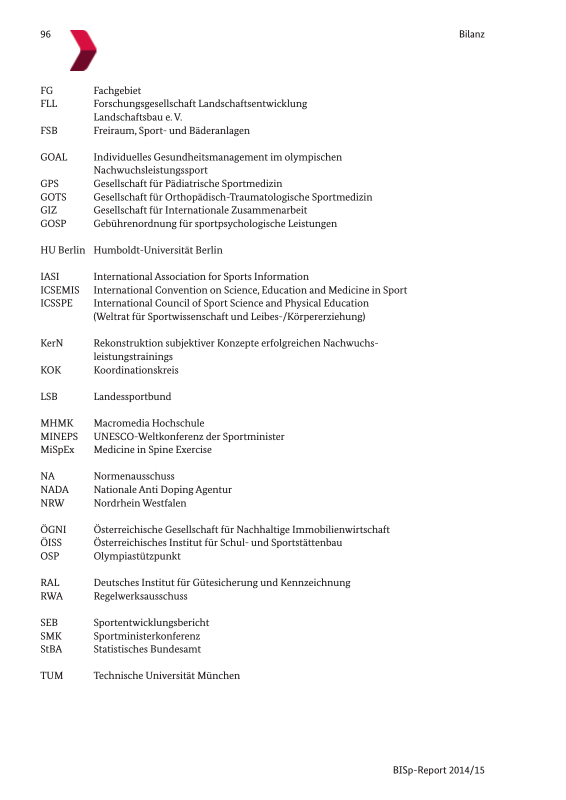 Vorschau BISp-Report 2014/15 : Bilanz und Perspektiven Seite 98