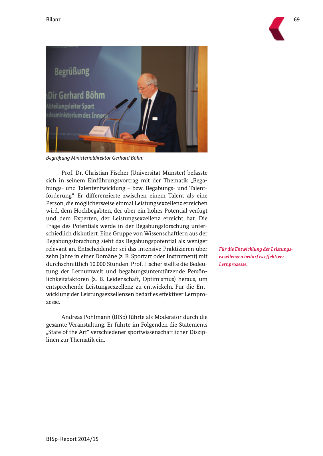Vorschau BISp-Report 2014/15 : Bilanz und Perspektiven Seite 71