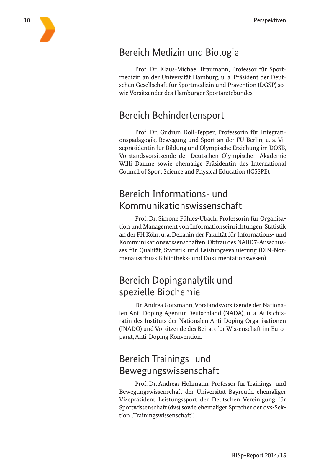 Vorschau BISp-Report 2014/15 : Bilanz und Perspektiven Seite 12