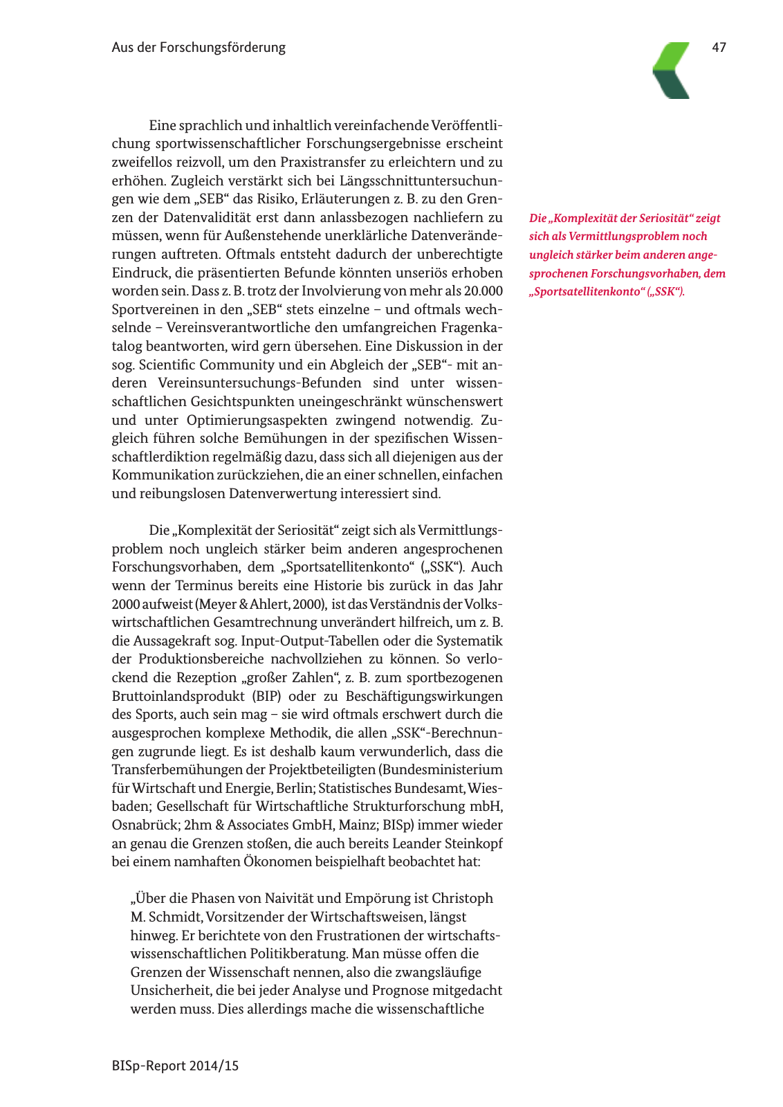 Vorschau BISp-Report 2014/15 : Bilanz und Perspektiven Seite 49