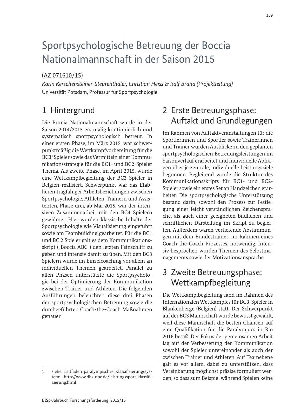 Vorschau BISp-Jahrbuch Forschungsförderung 2015/16 Seite 161