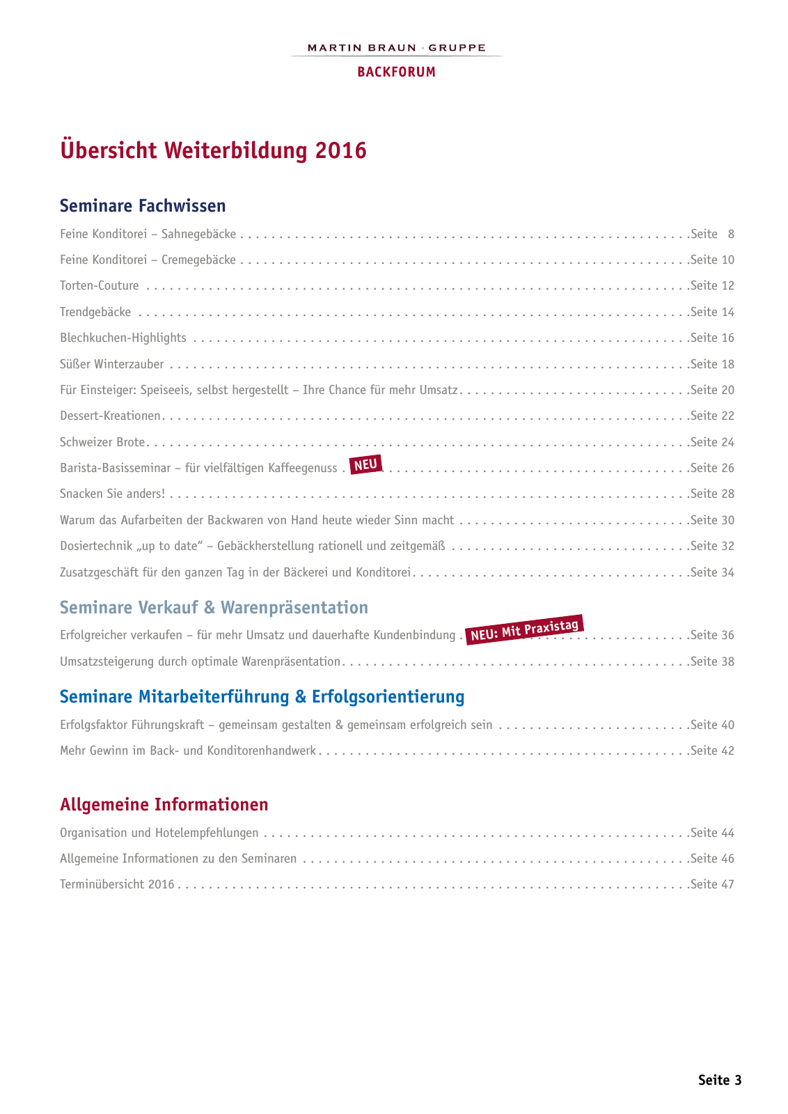 Vorschau Weiterbildungsprogramm 2016 Seite 3