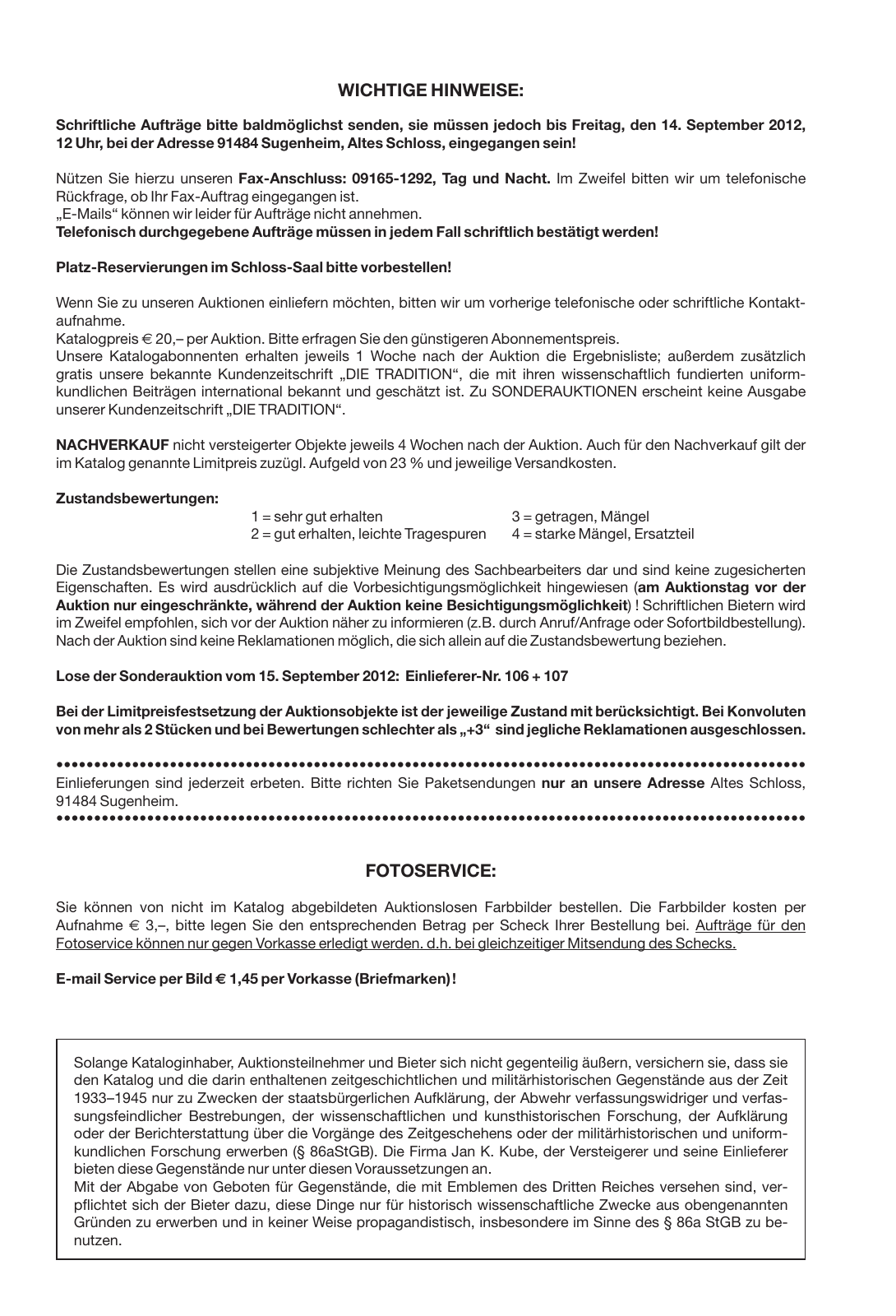 Vorschau KUBE Sonderauktion Militaria Versteigerungsbedingungen Seite 4