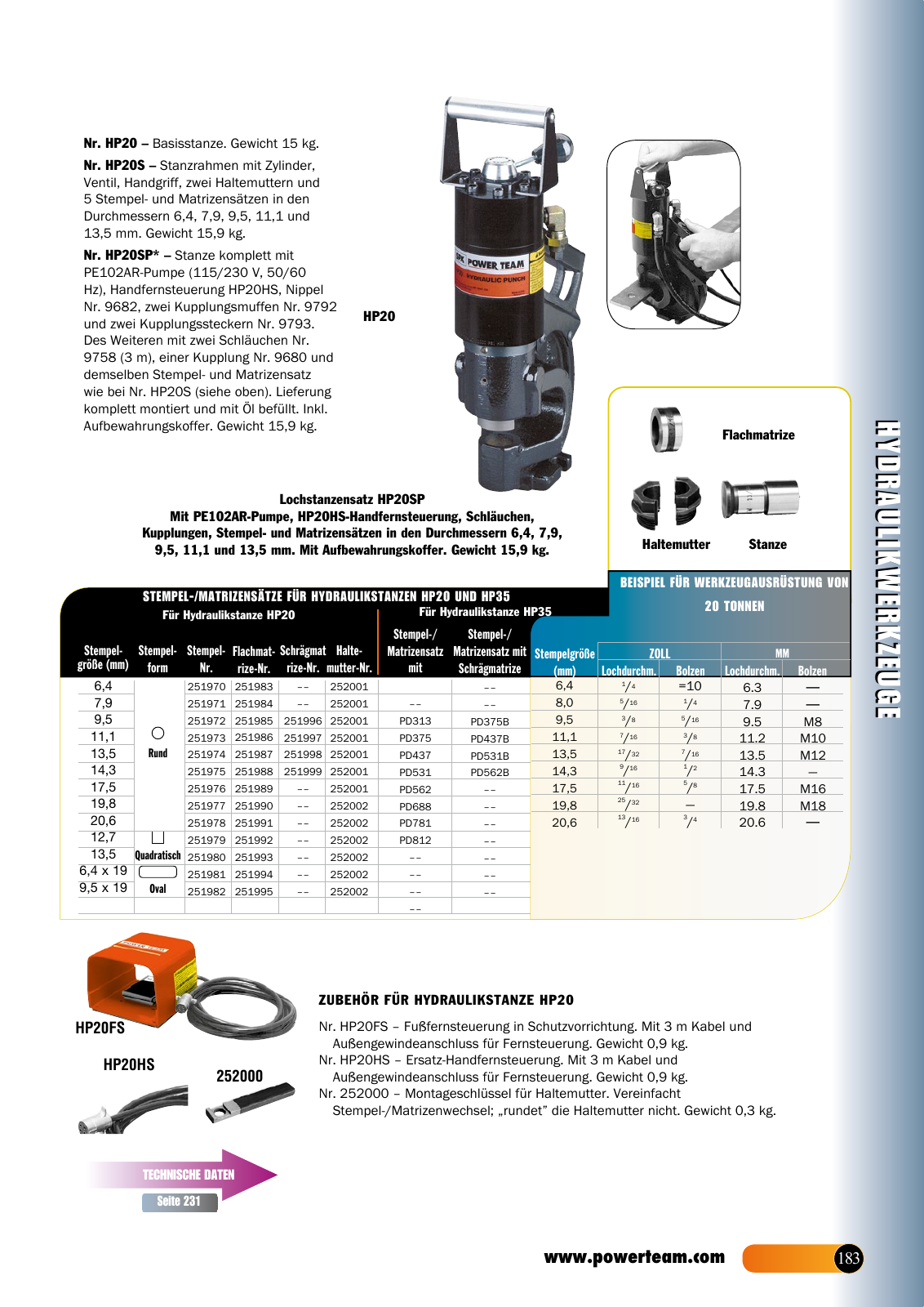 Vorschau HKL Powertools Hydraulik-Werkzeuge Seite 20