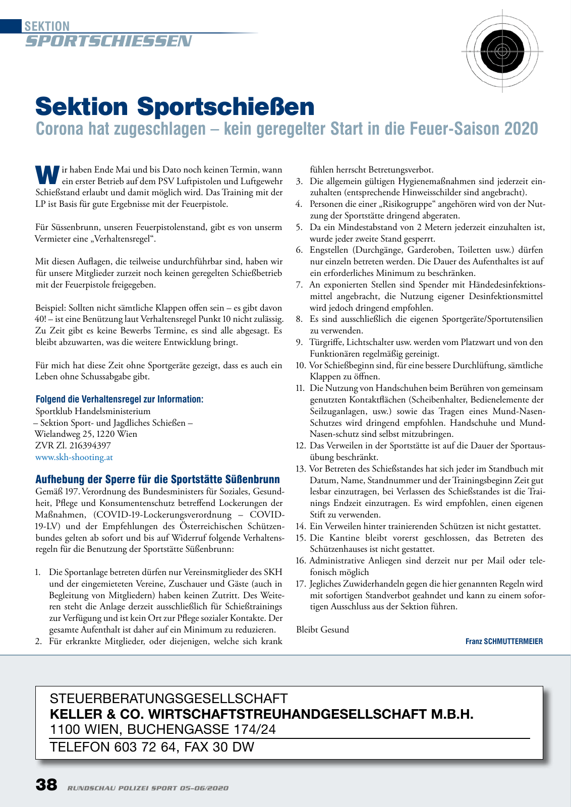 Vorschau Rundschau Polizei Sport 05-06/2020 Seite 38