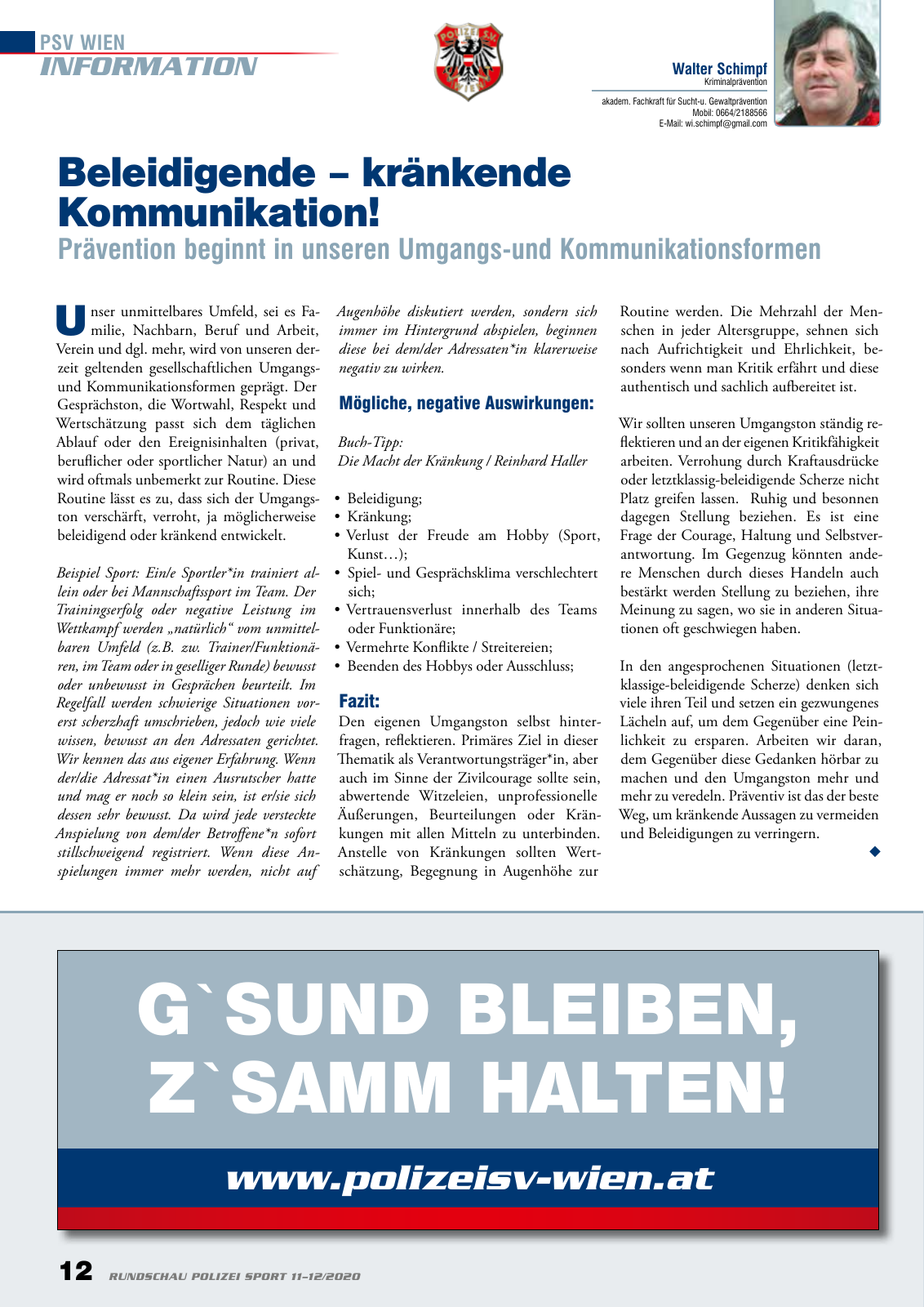 Vorschau Rundschau Polizei Sport 11-12/2020 Seite 12