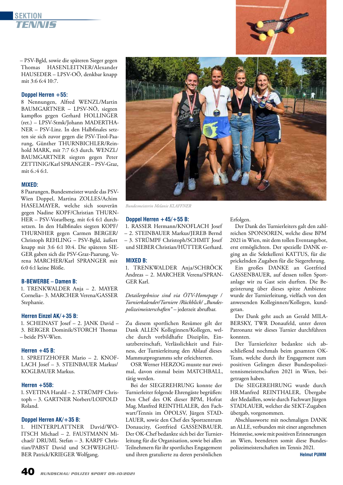 Vorschau Rundschau Polizei Sport 09-10/2021 Seite 40