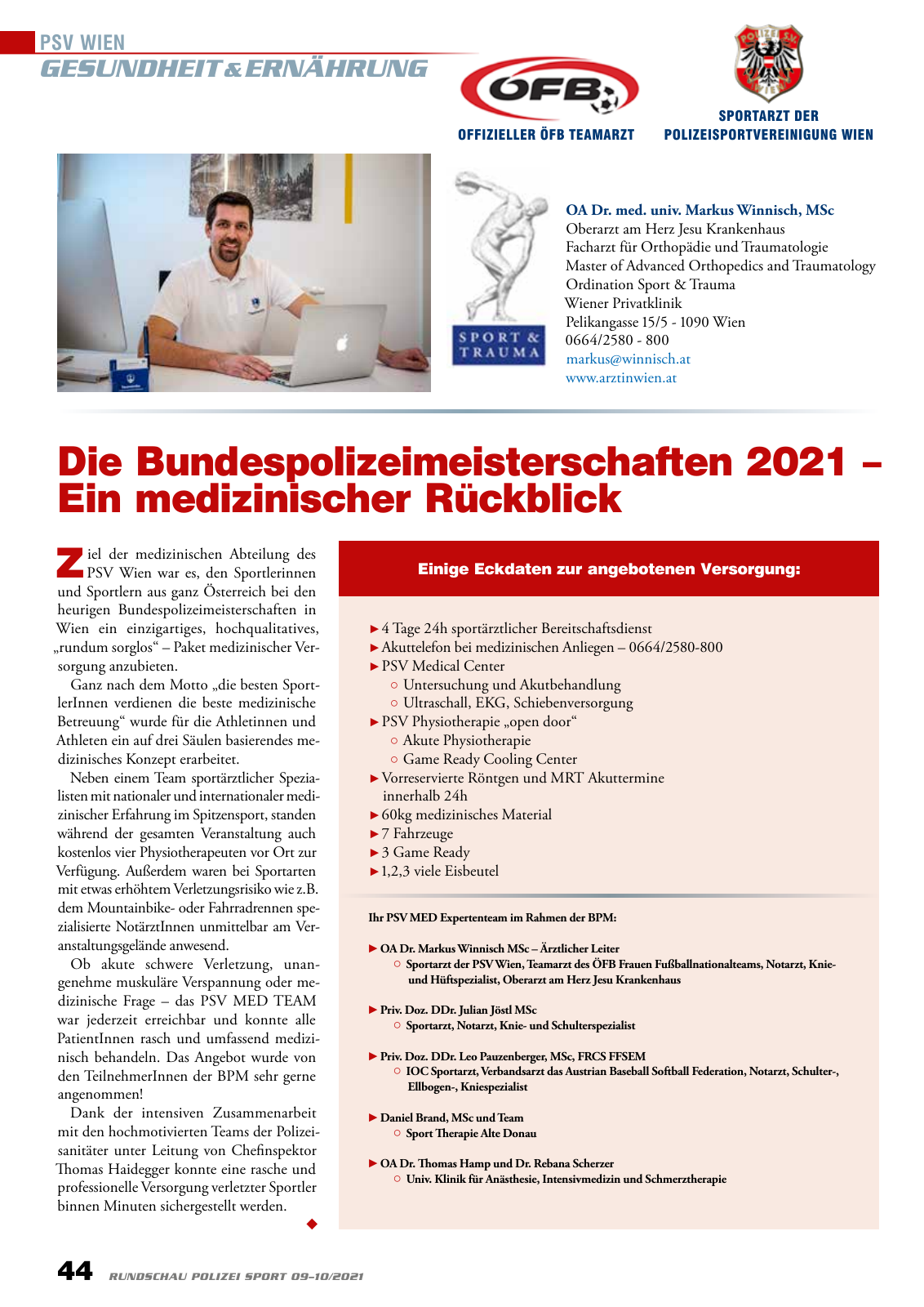 Vorschau Rundschau Polizei Sport 09-10/2021 Seite 44