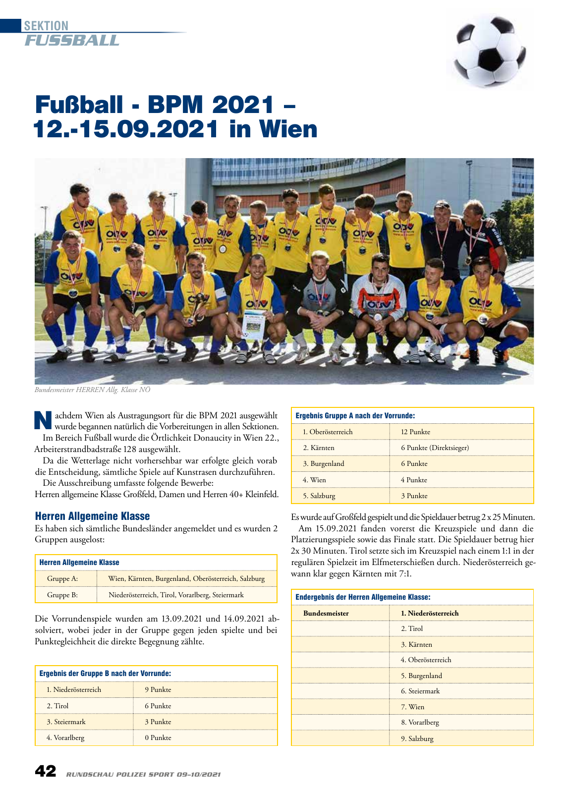Vorschau Rundschau Polizei Sport 09-10/2021 Seite 42