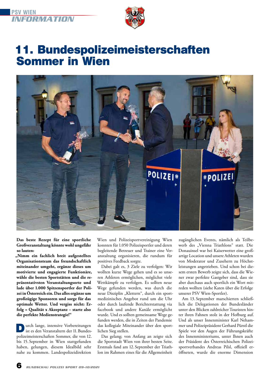 Vorschau Rundschau Polizei Sport 09-10/2021 Seite 6
