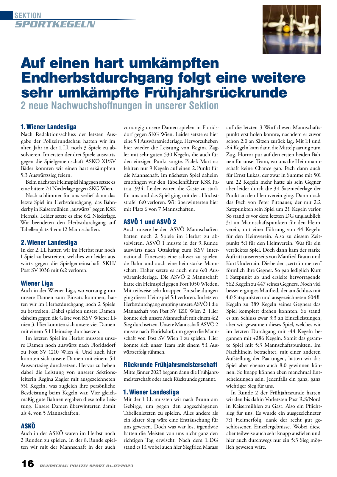 Vorschau Rundschau Polizei Sport 01-03/2023 Seite 16