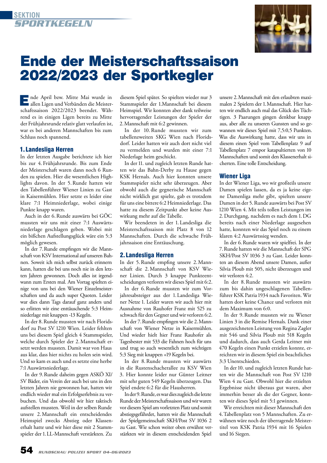Vorschau Rundschau Polizei Sport 04-06/2023 Seite 54