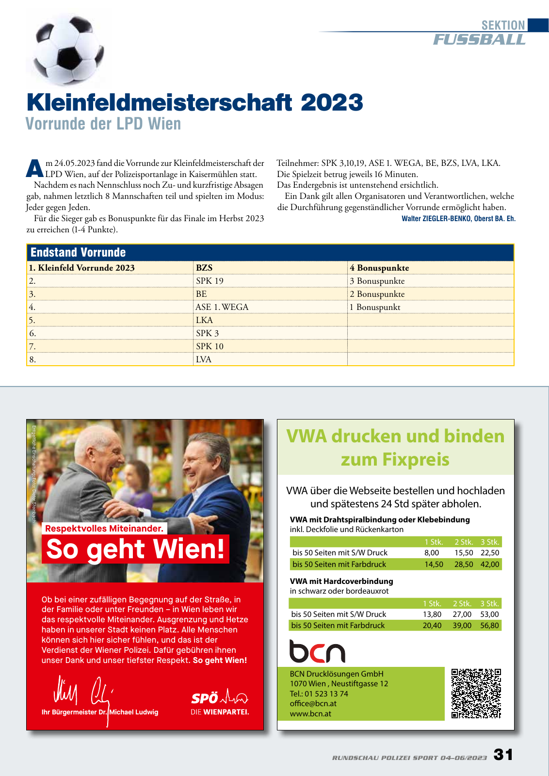 Vorschau Rundschau Polizei Sport 04-06/2023 Seite 31