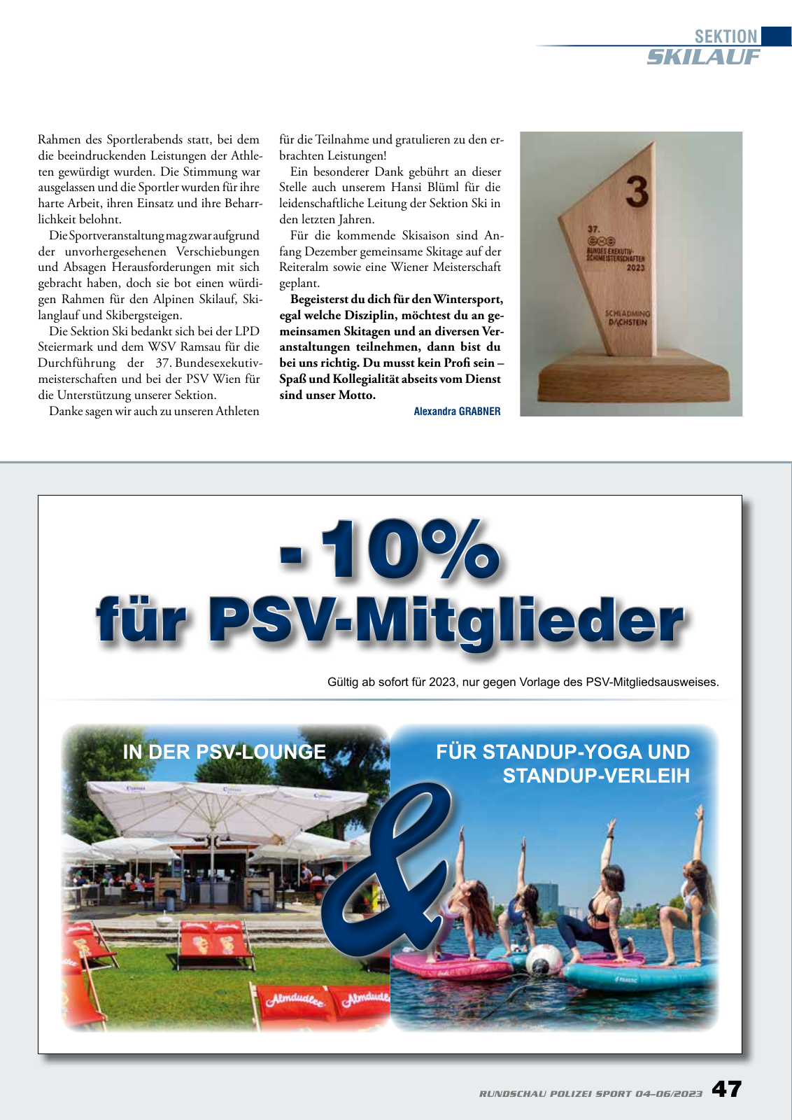 Vorschau Rundschau Polizei Sport 04-06/2023 Seite 47