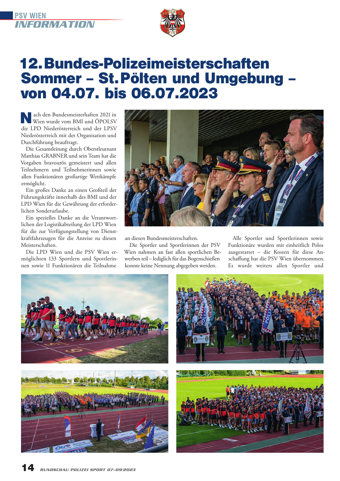 Vorschau Rundschau Polizei Sport 07-09/2023 Seite 14