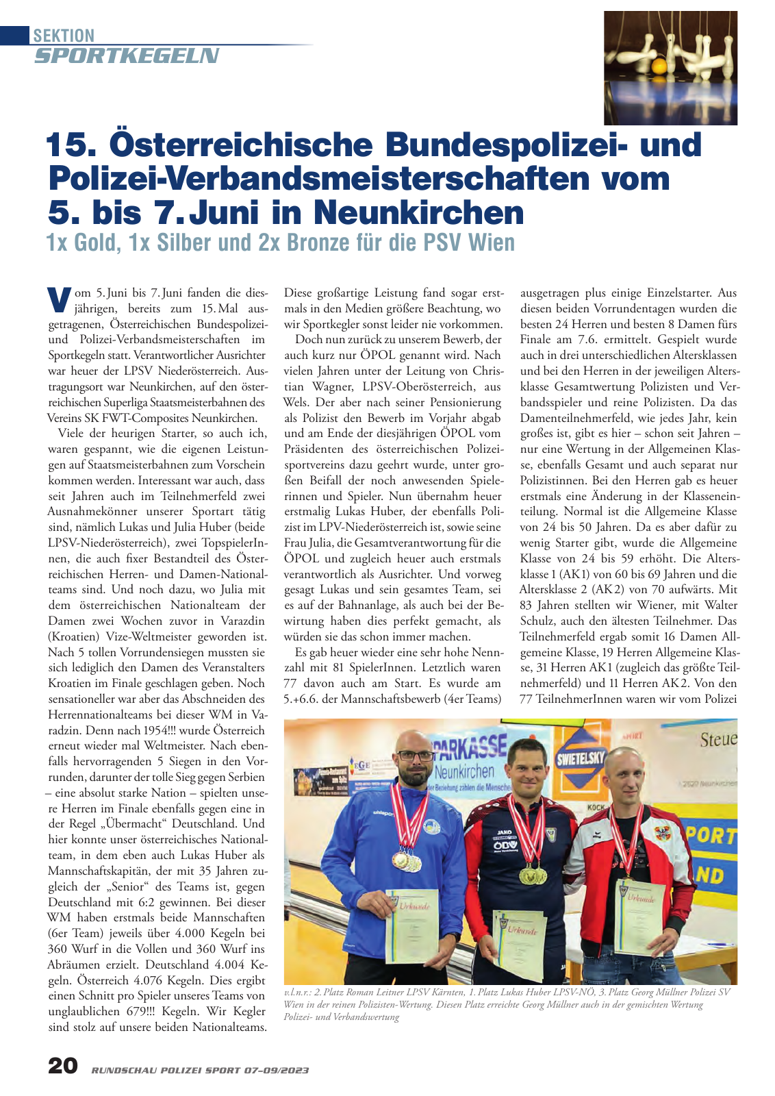 Vorschau Rundschau Polizei Sport 07-09/2023 Seite 20