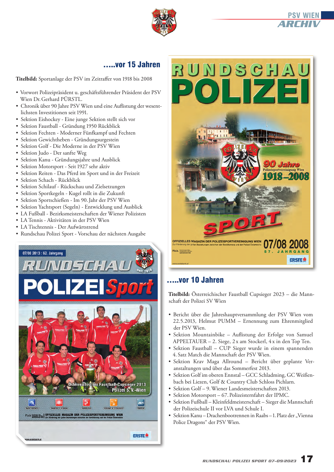 Vorschau Rundschau Polizei Sport 07-09/2023 Seite 17