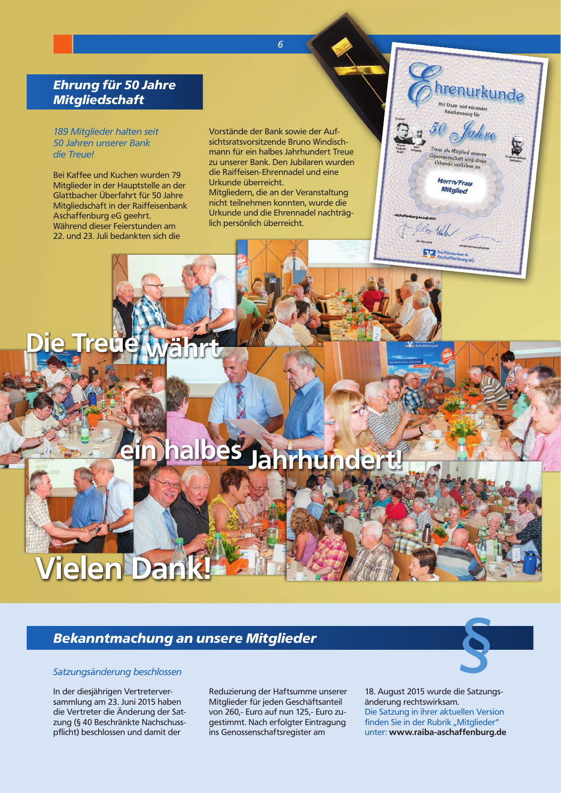 Vorschau Mitgliederzeitung - Raiffeisenbank Aschaffenburg eG Seite 6
