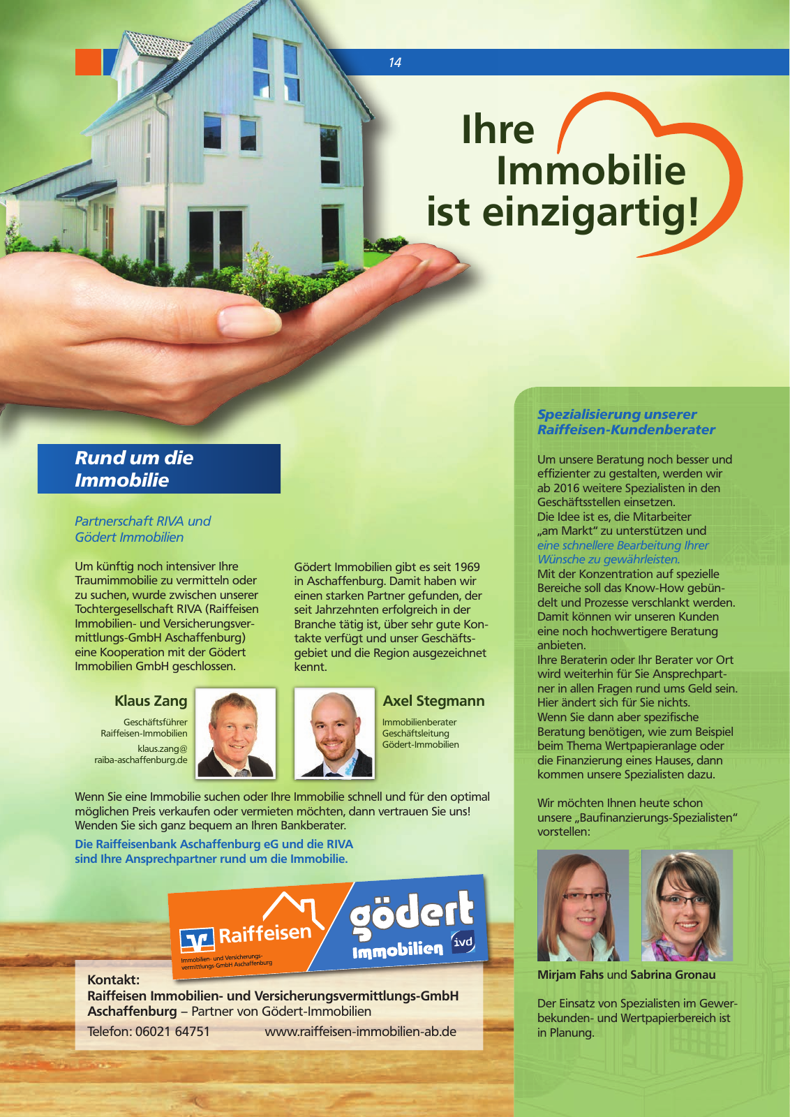 Vorschau Mitgliederzeitung - Raiffeisenbank Aschaffenburg eG Seite 14