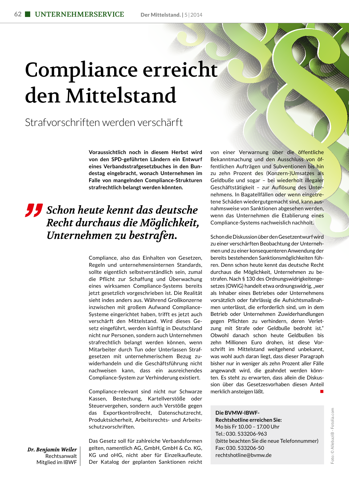 Vorschau Der Mittelstand. 5|2014 Seite 62