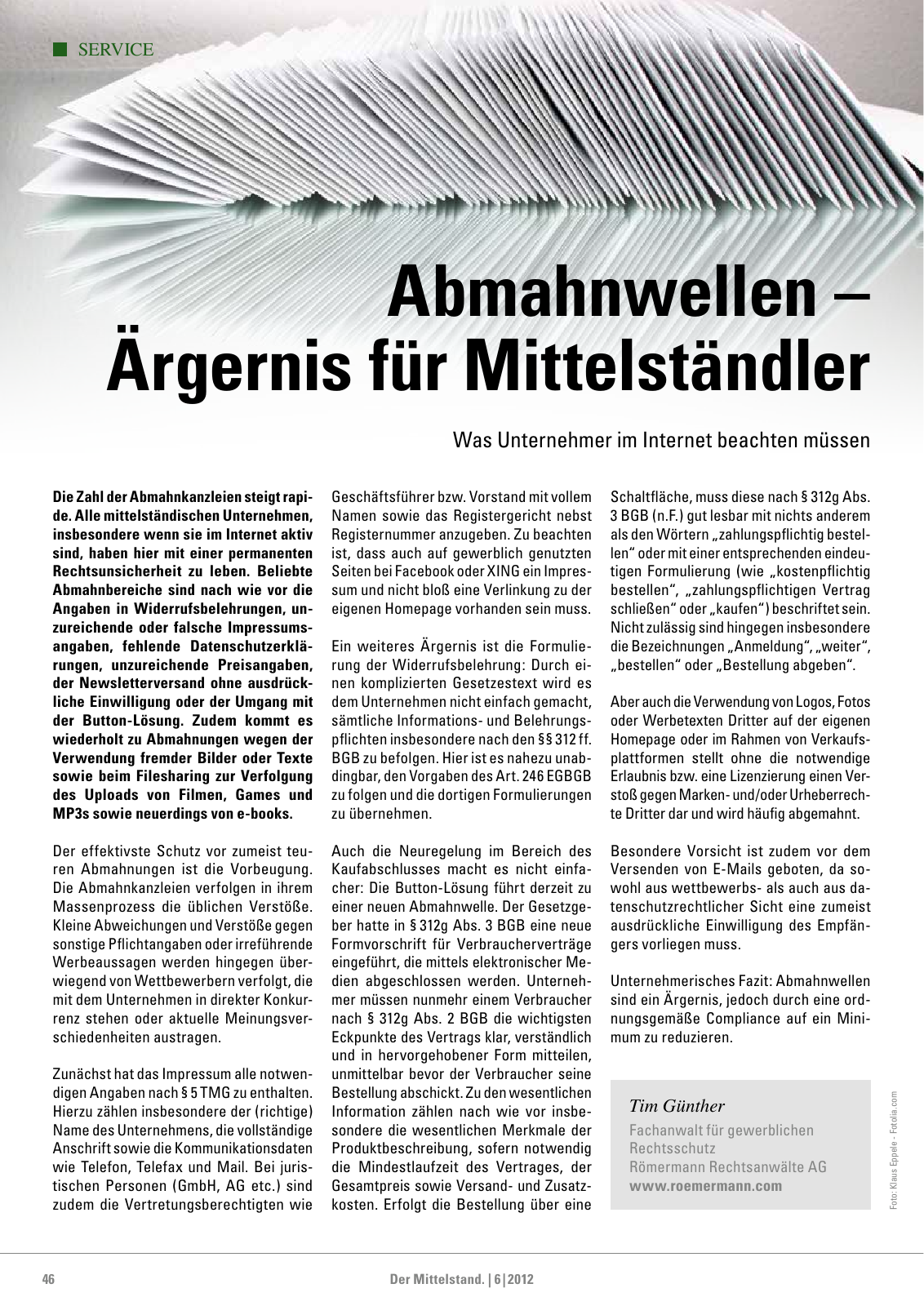 Vorschau Der Mittelstand. 6|2012 Seite 46